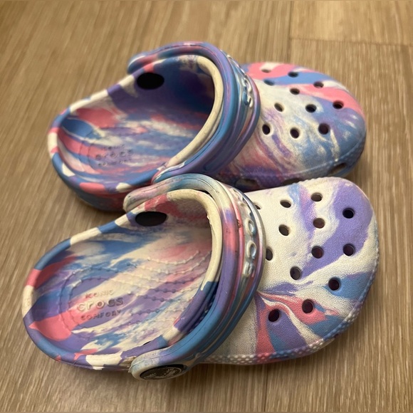 CROCS Other - Crocs Toddler Size 6c Tie Dye Purple Pink Sandal Washable Summer Beach Clog Kids